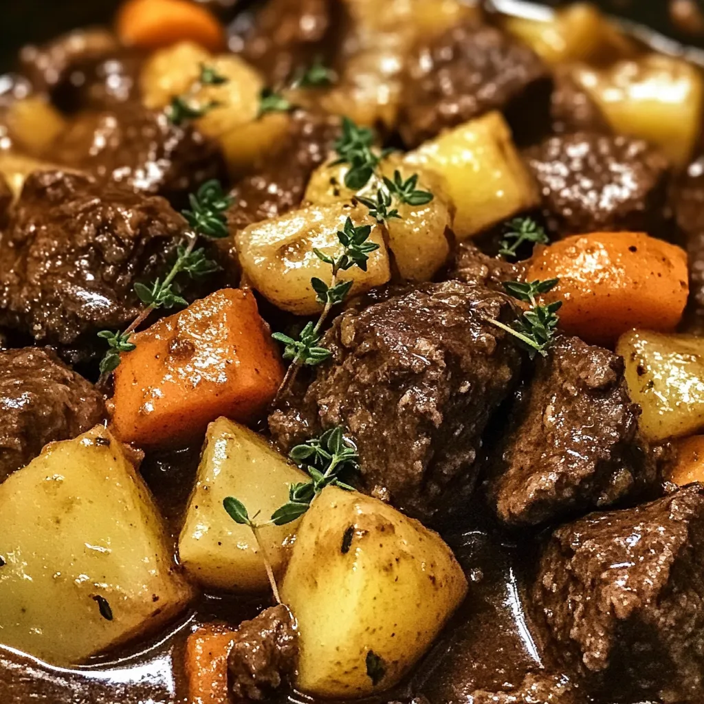 Slow Cooker Garlic Butter Beef Bites & Potatoes