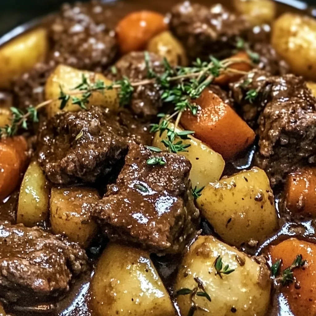 Slow Cooker Garlic Butter Beef Bites & Potatoes Recipe
