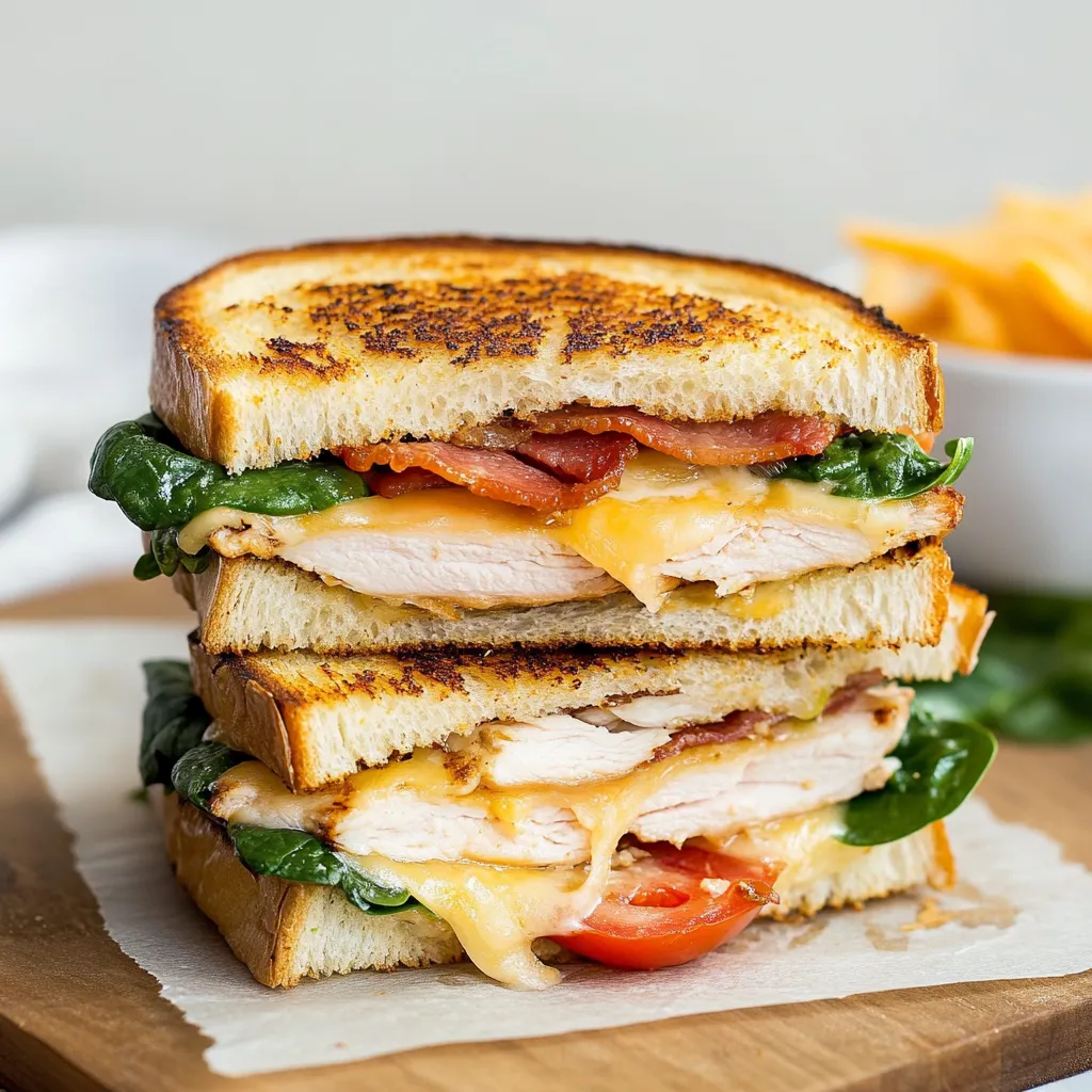 Turkey Melt with Cheddar, Spinach, and Bacon