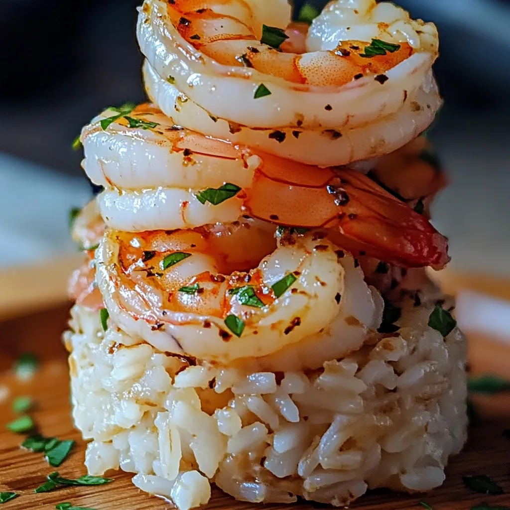 Garlic Butter Shrimp and Rice Stack Recipe