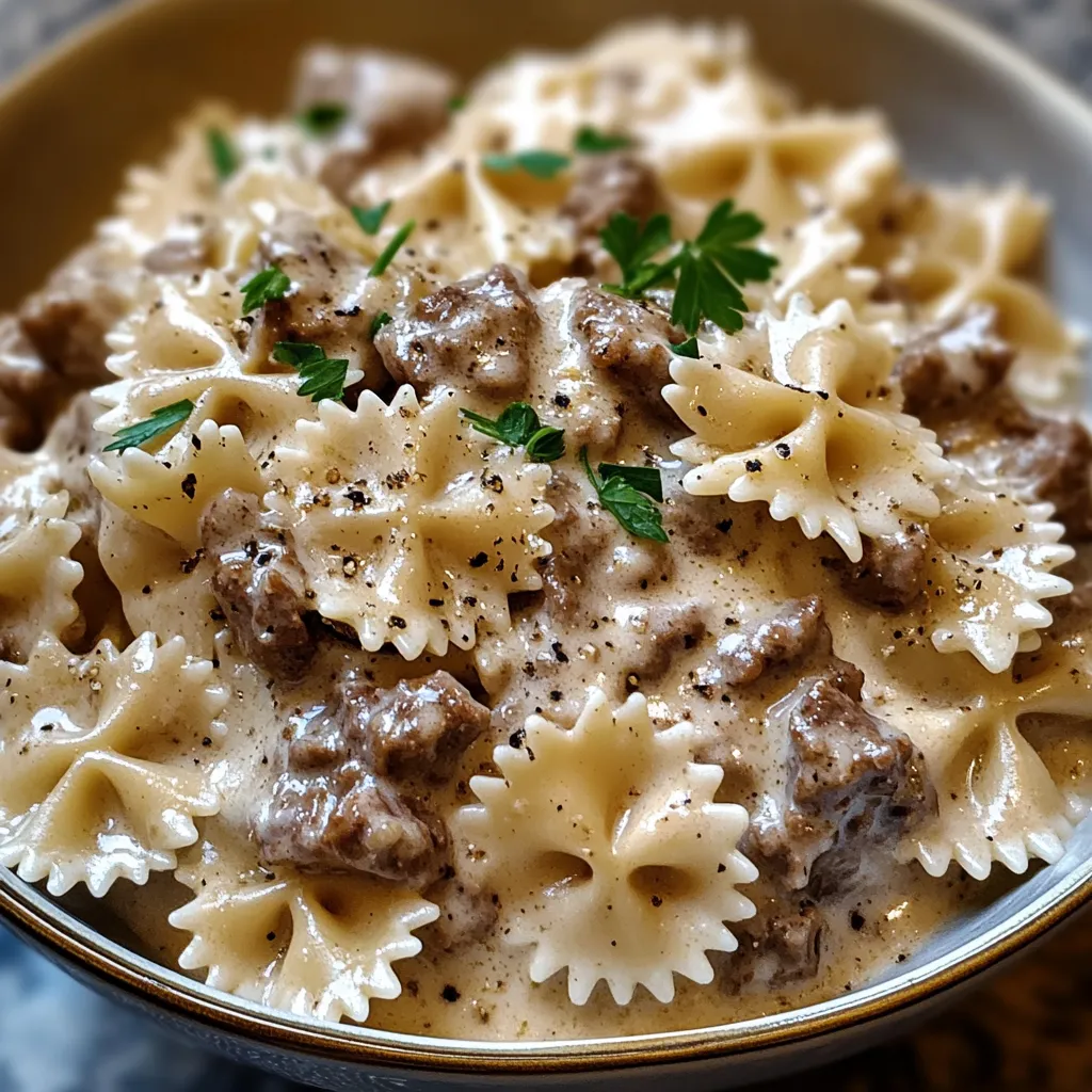 Creamy Beef and Bowtie Pasta Recipe
