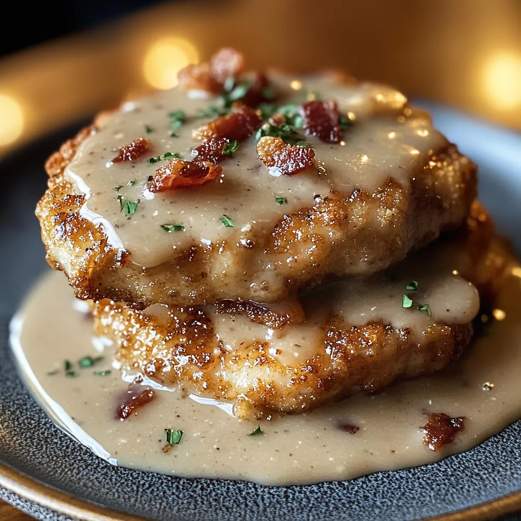 Country Fried Pork Chops with Bacon Gravy
