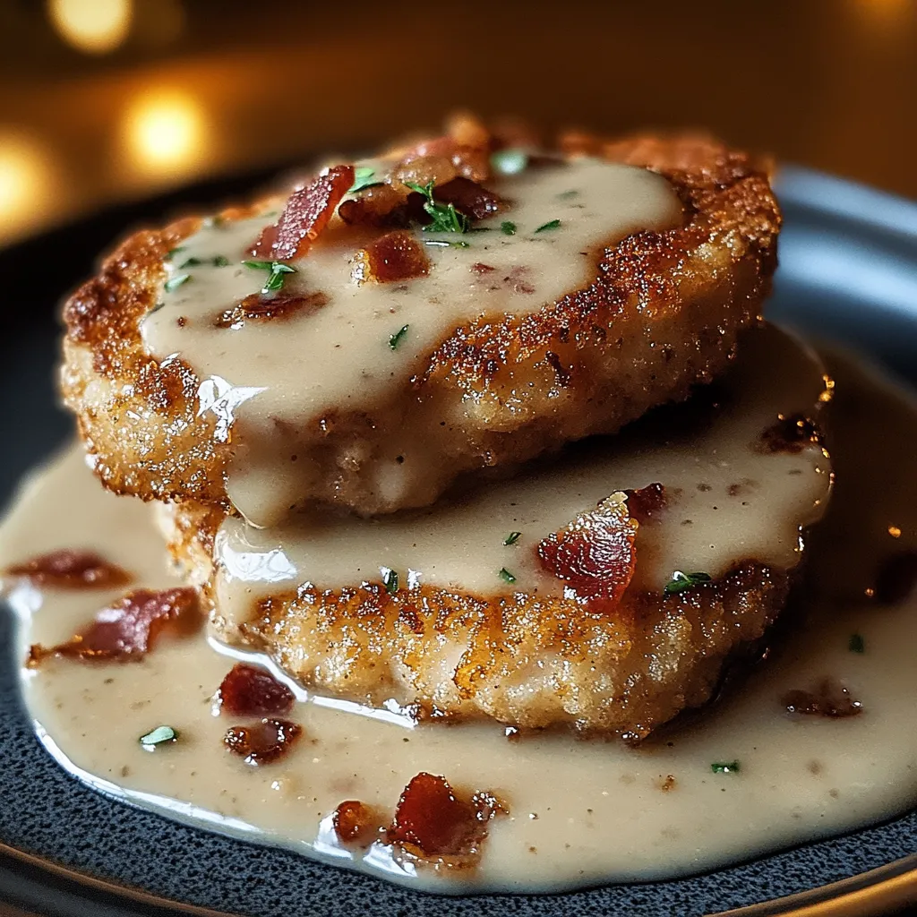Easy Country Fried Pork Chops with Bacon Gravy