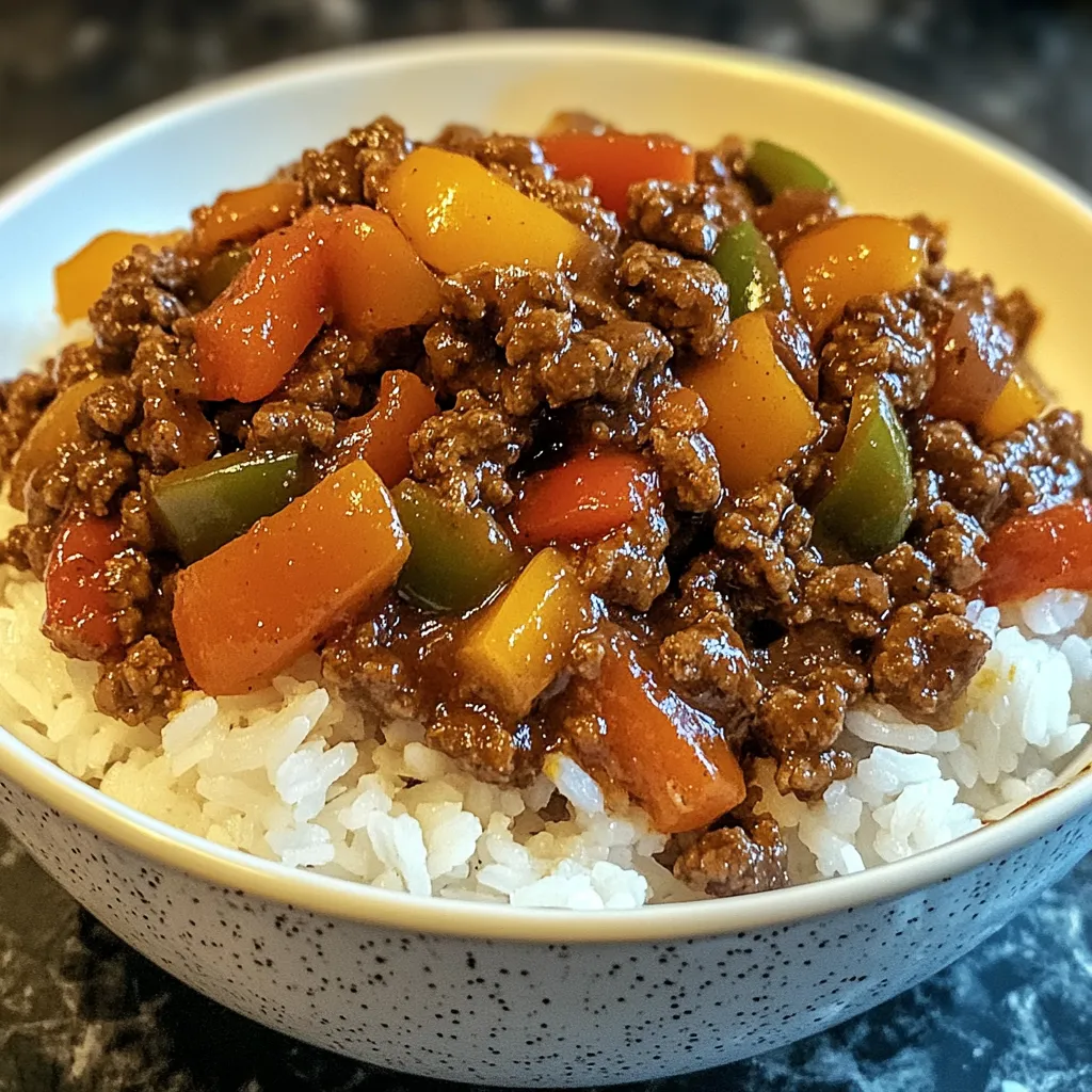 Easy Beef and Pepper Rice Bowl