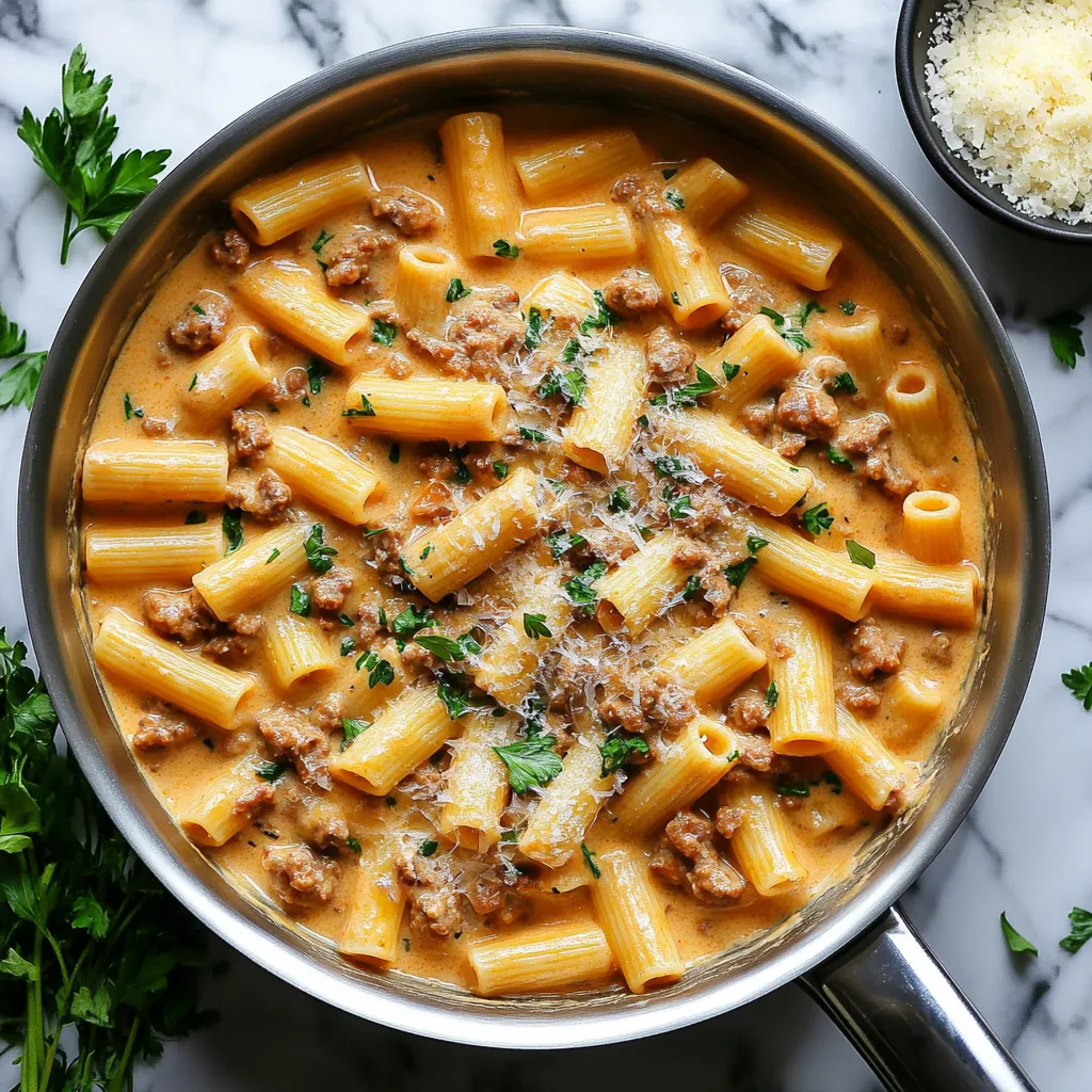 Creamy italian Sausage Rigatoni Pasta Recipe