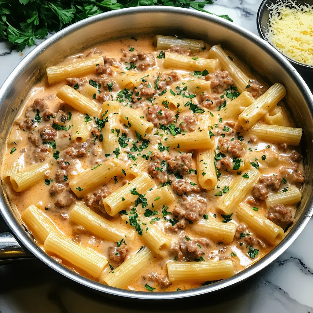 Easy Creamy italian Sausage Rigatoni Pasta