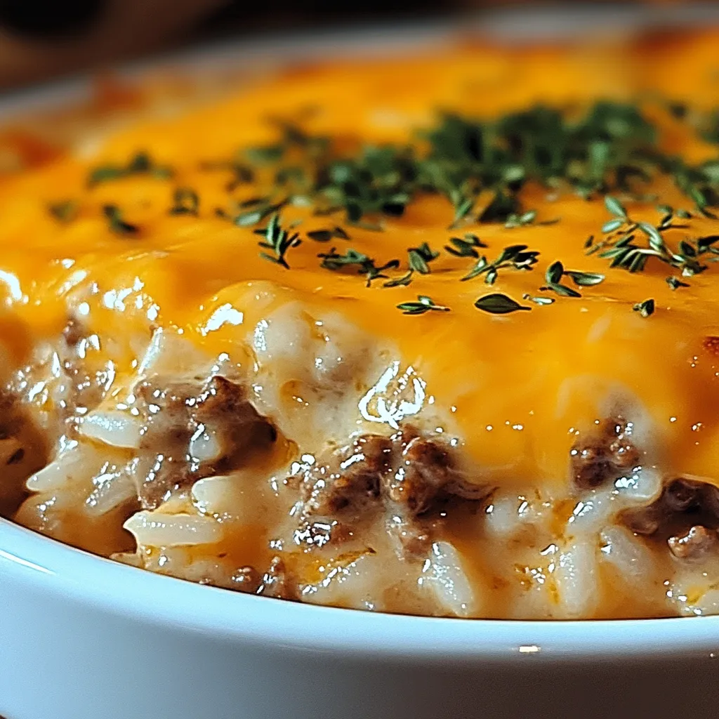 Cheddar-Crusted Ground Beef and Rice Casserole