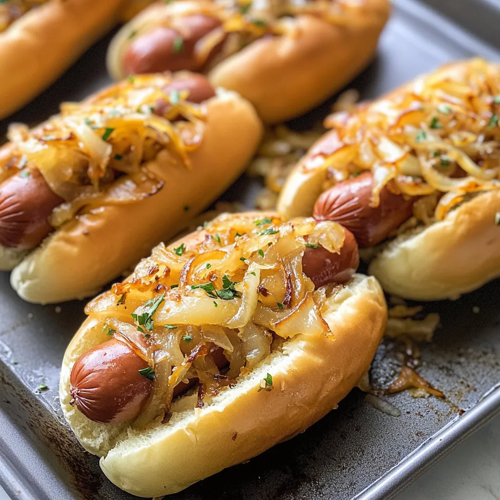 French Onion Hot Dogs