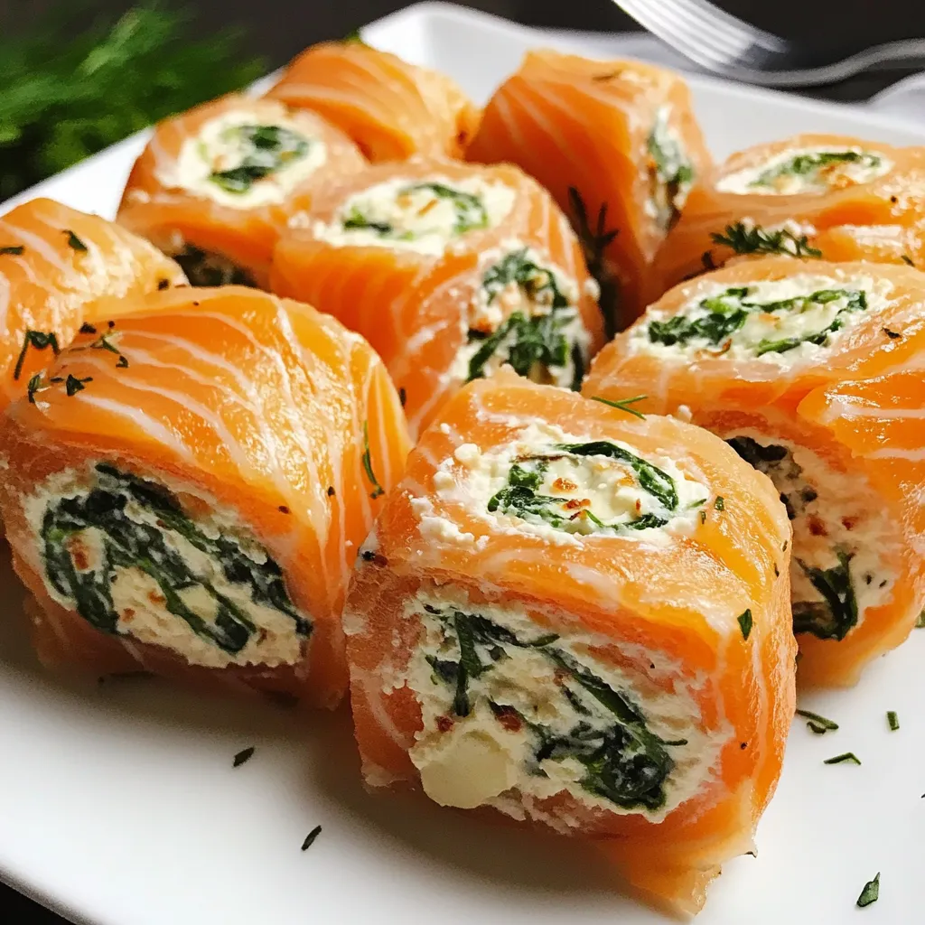 Easy Spinach & Feta Stuffed Salmon Pinwheels