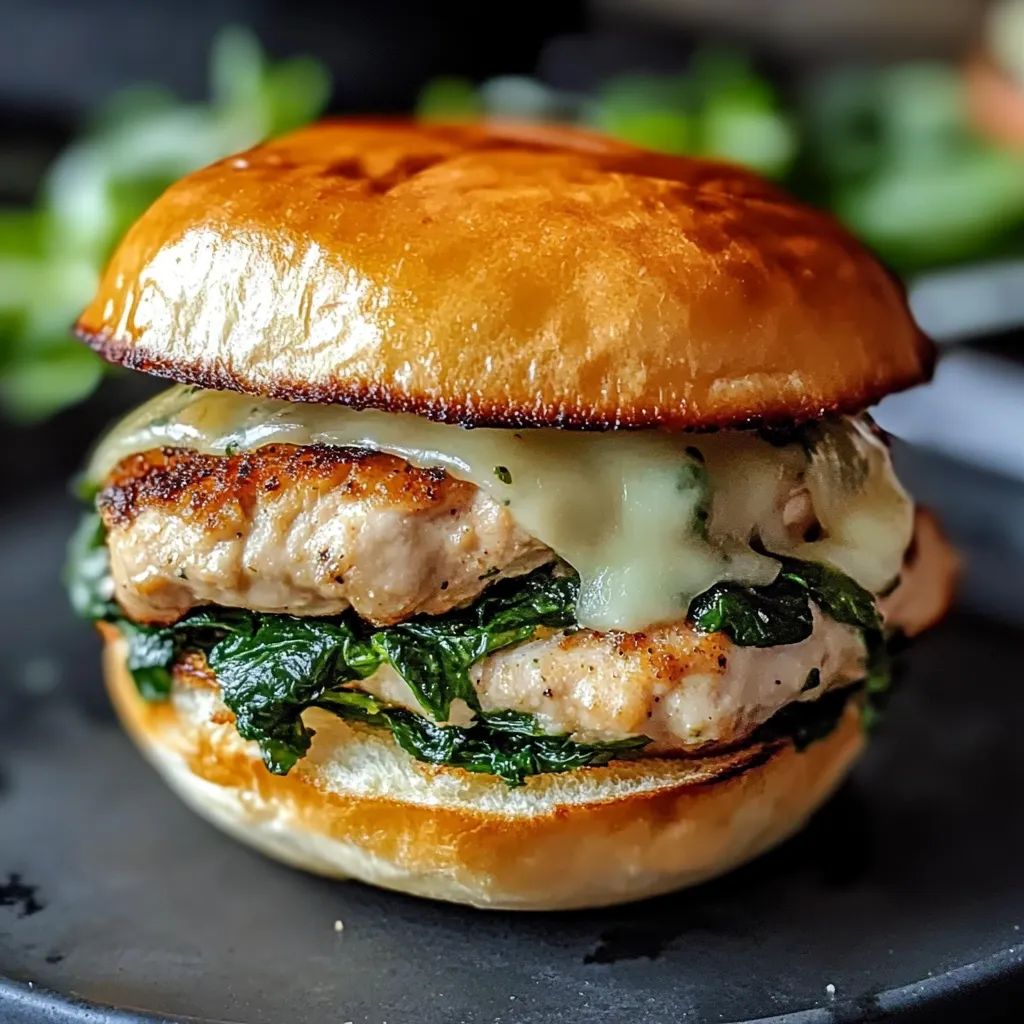 White Cheddar and Spinach Chicken Burgers
