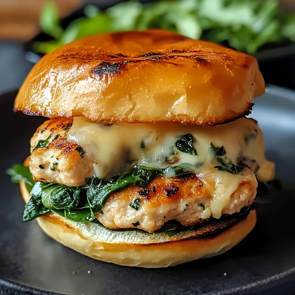 White Cheddar and Spinach Chicken Burgers Recipe