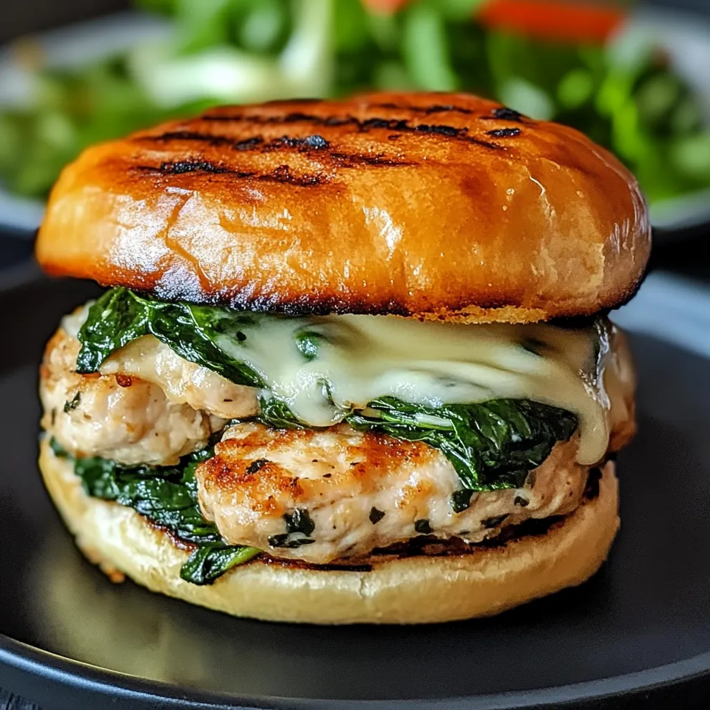 Easy White Cheddar and Spinach Chicken Burgers