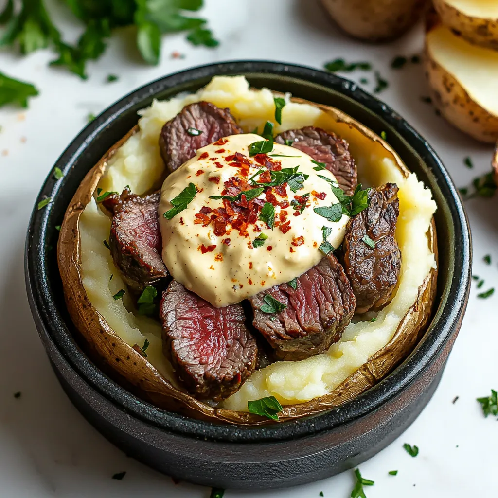 Loaded Baked Potato with Steak Bites