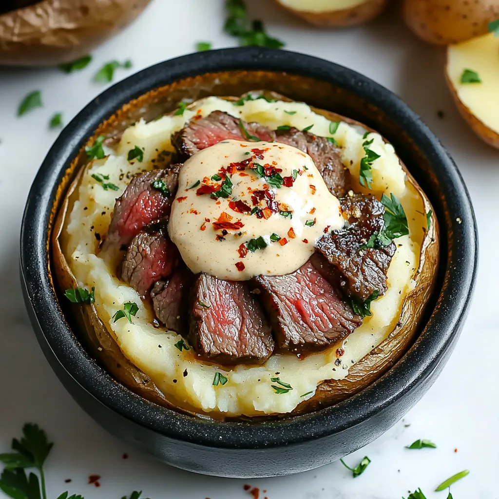 Easy Loaded Baked Potato with Steak Bites