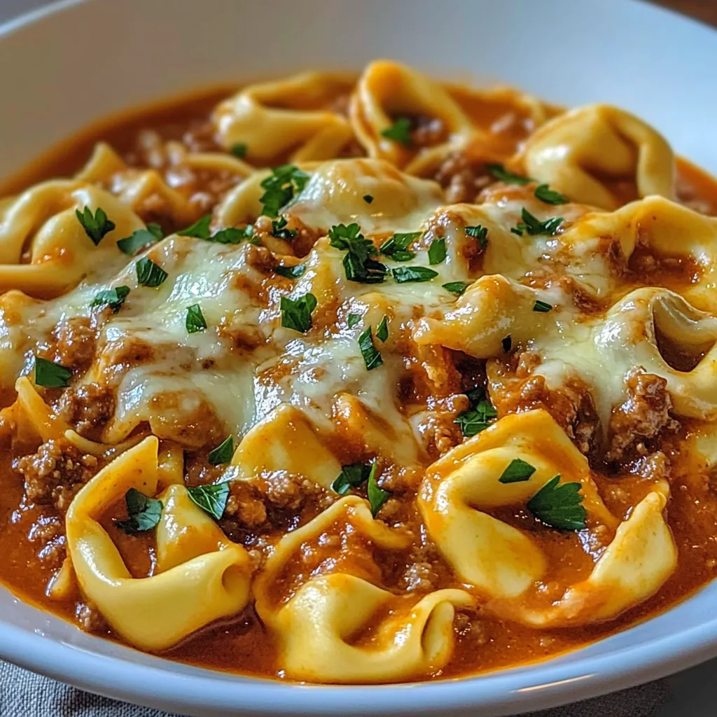 Easy Cheesy Beef Enchilada Tortellini