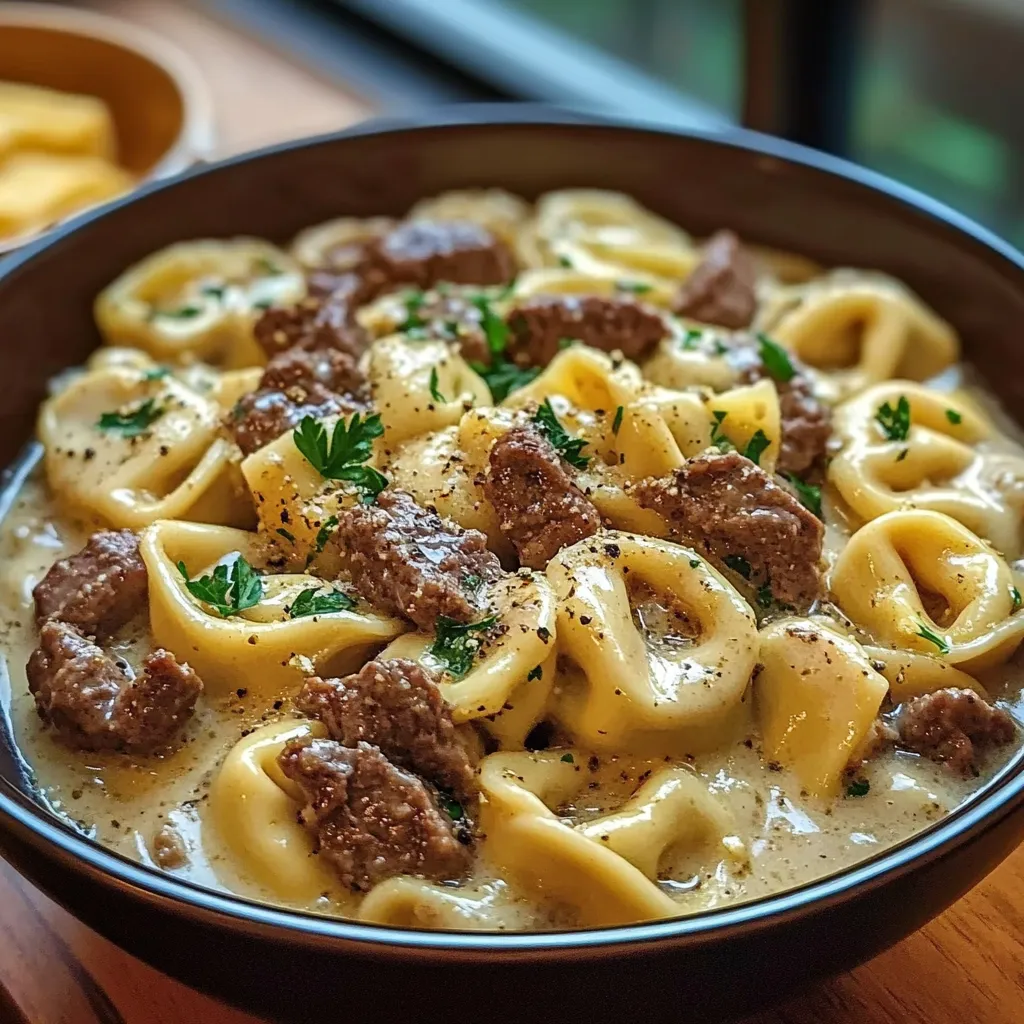 Cheesesteak Tortellini in Rich Provolone Sauce