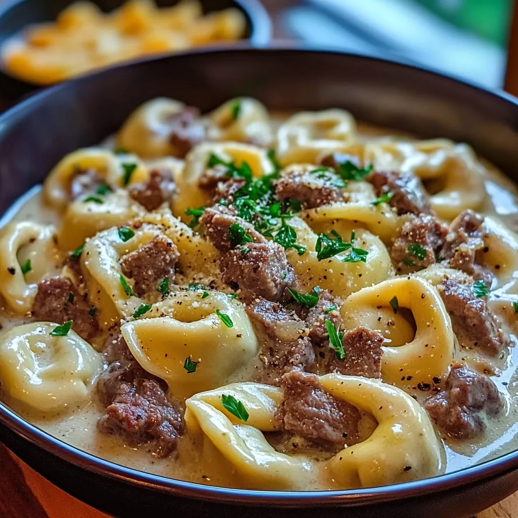 Cheesesteak Tortellini in Rich Provolone Sauce Recipe
