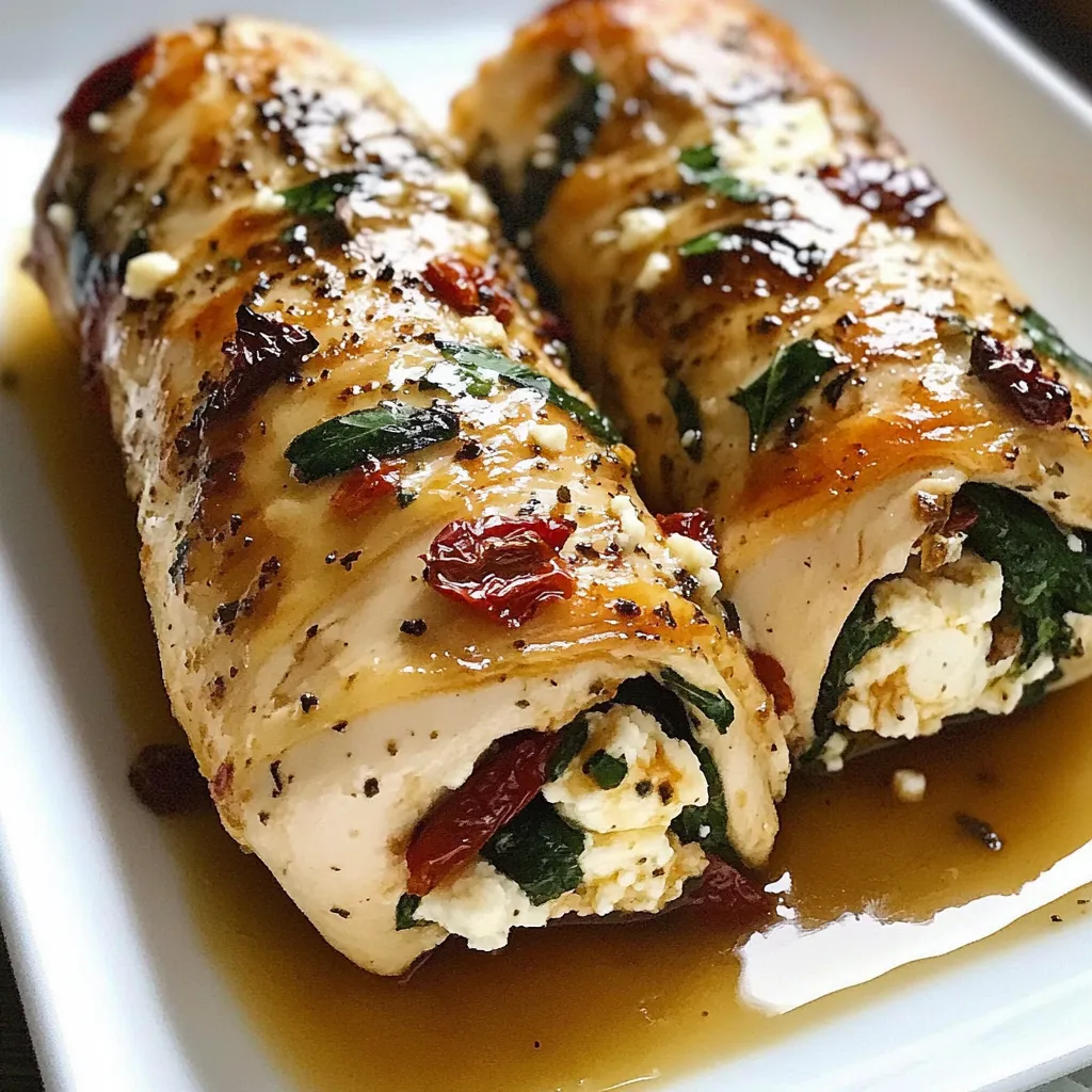 Rolled Up Chicken with Feta, Spinach, and Sun-Dried Tomatoes