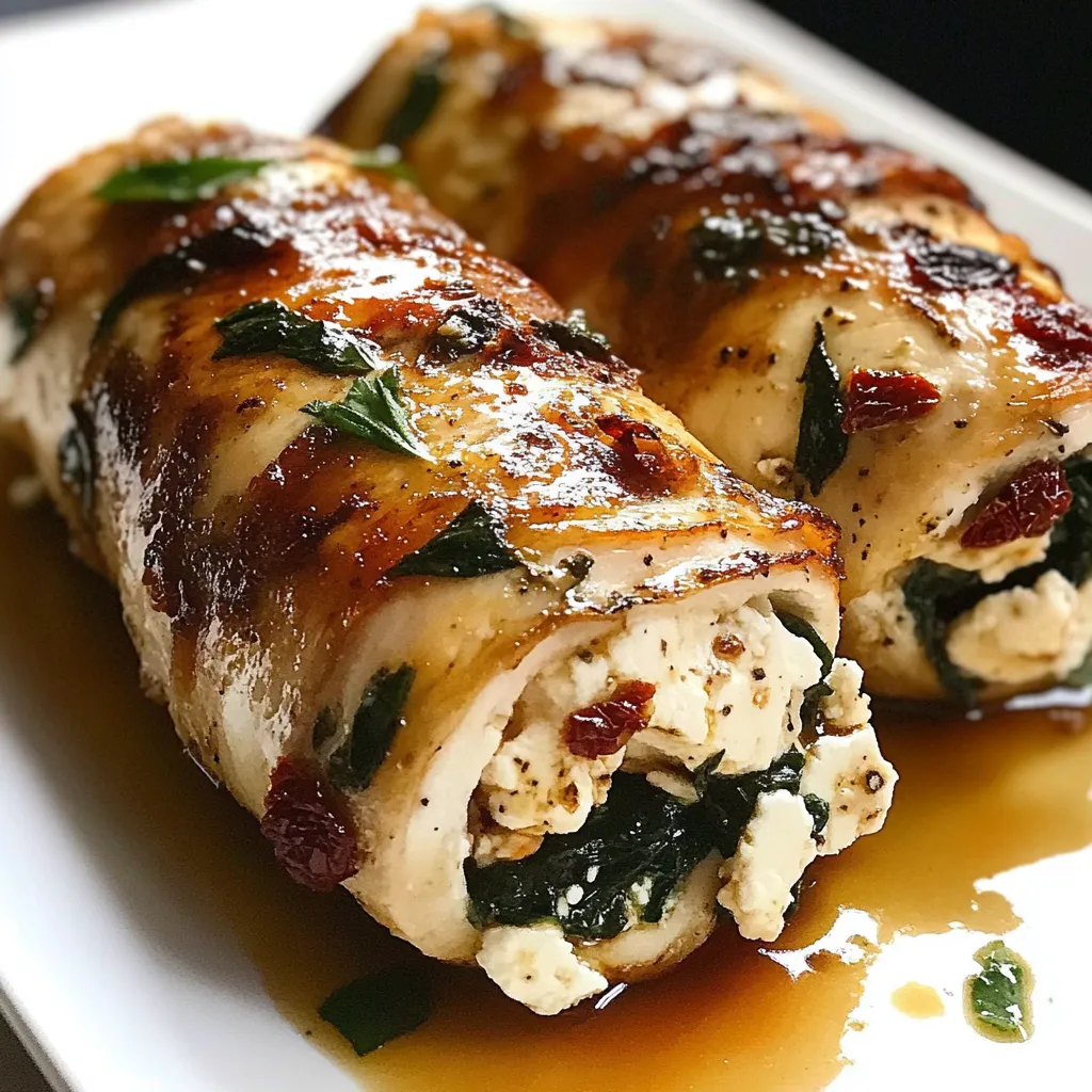 Rolled Up Chicken with Feta, Spinach, and Sun-Dried Tomatoes Recipe