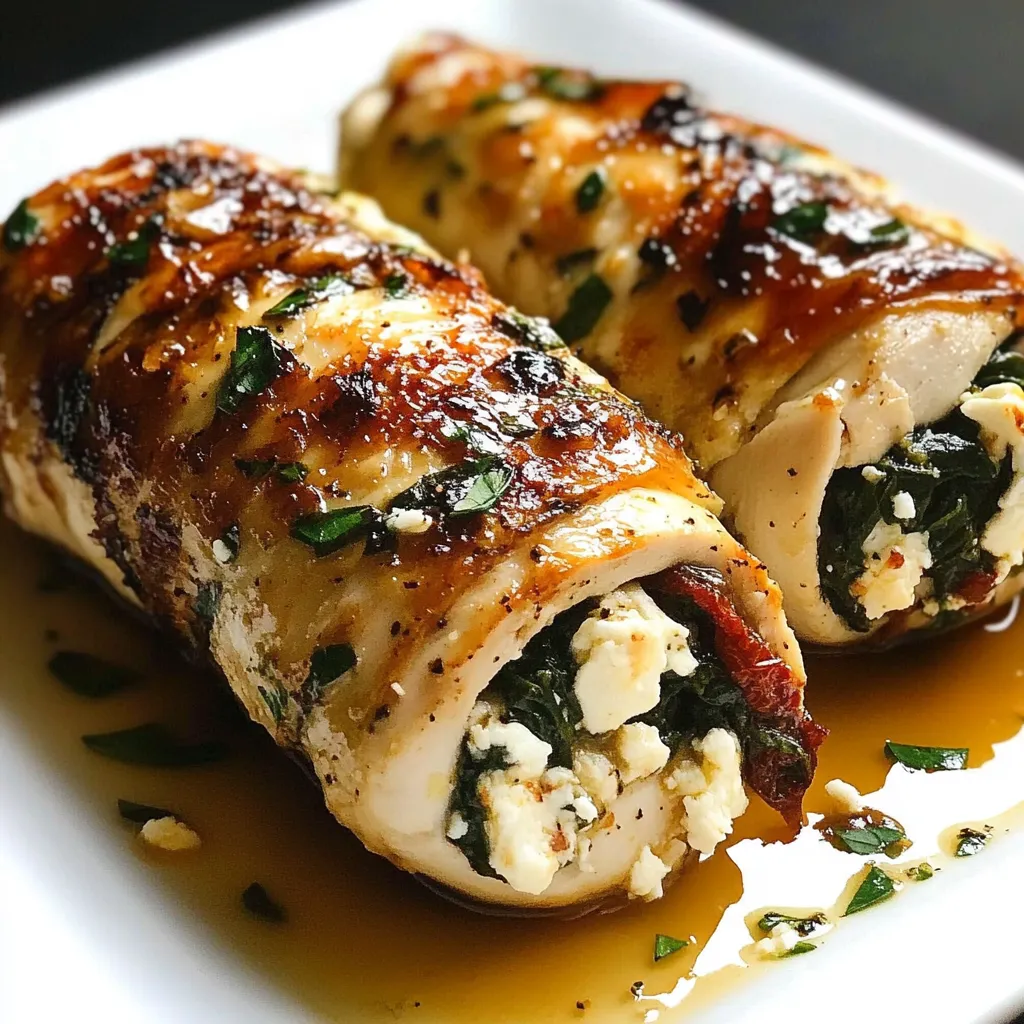 Easy Rolled Up Chicken with Feta, Spinach, and Sun-Dried Tomatoes