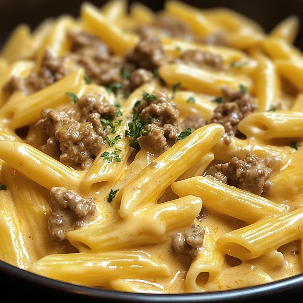 Creamy Velveeta Beef Stroganoff and Penne Pasta Recipe