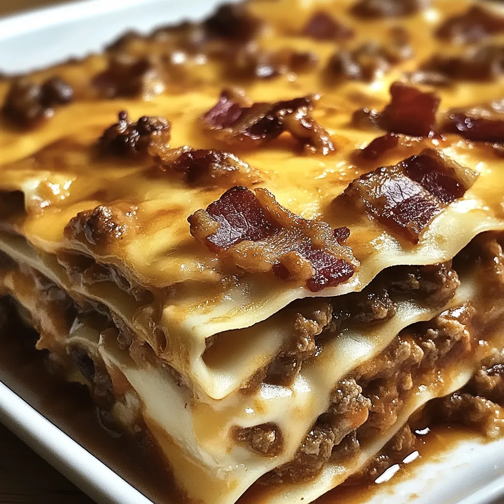 Easy BBQ Bacon Cheeseburger Lasagna