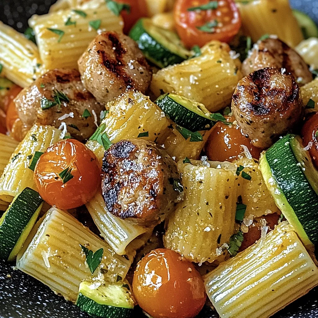 Chicken Sausages with Zucchini, Tomatoes, and Pasta Recipe
