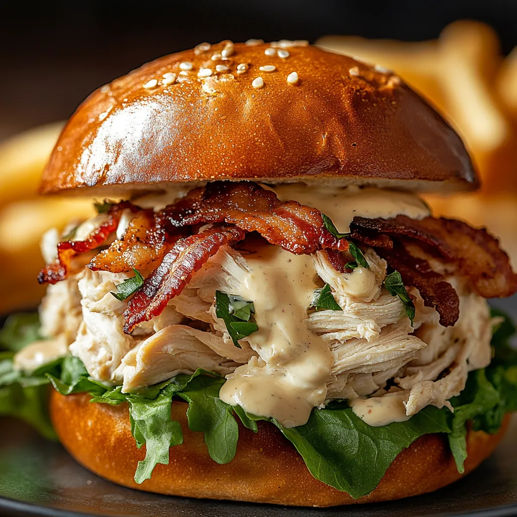 Easy Slow Cooker Chicken Bacon Ranch Sandwiches