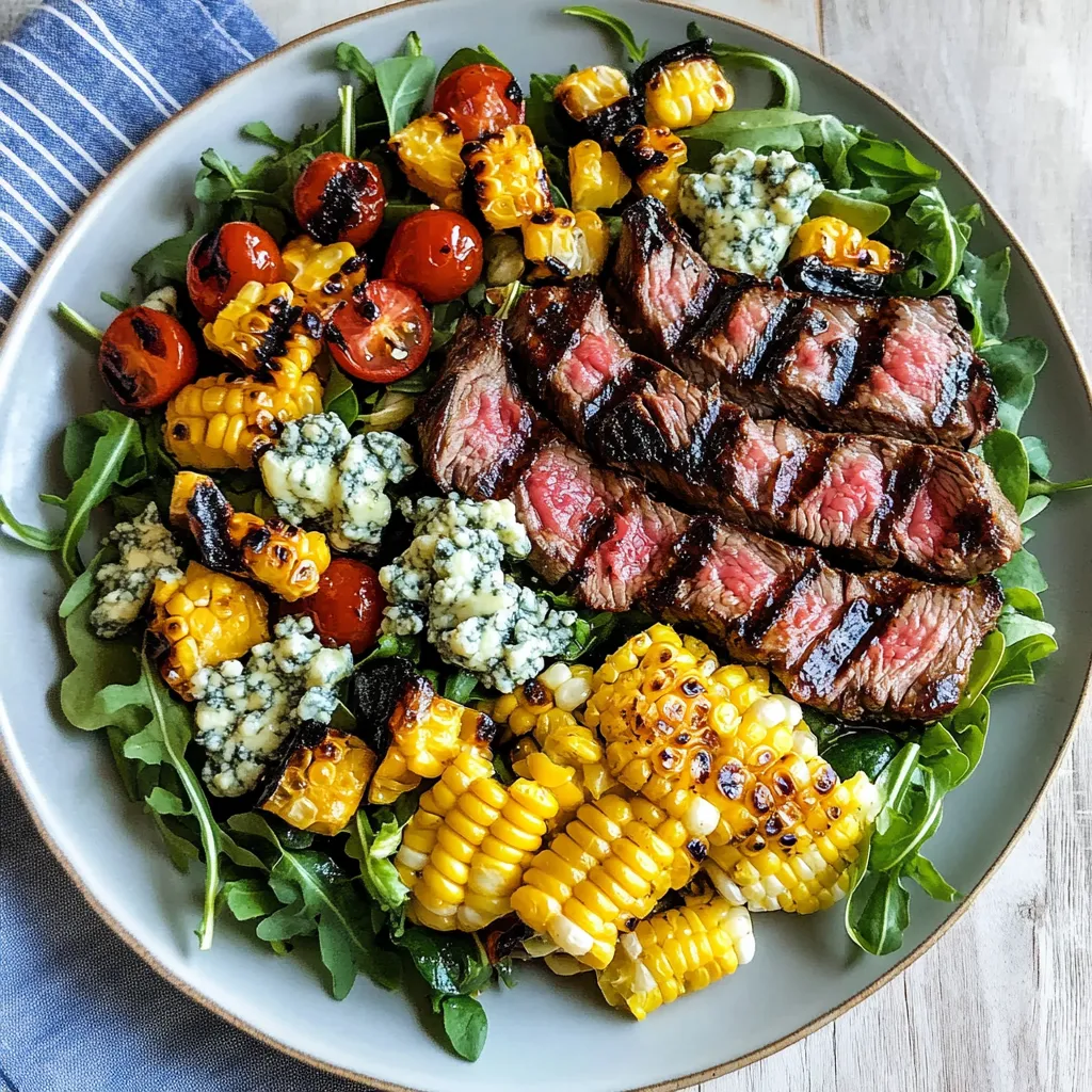 Balsamic Steak Gorgonzola Salad with Grilled Corn