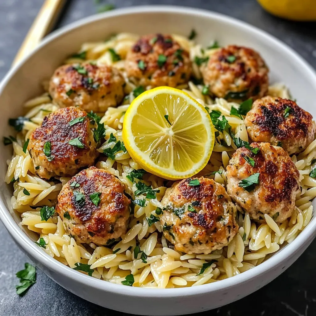 Greek Chicken Meatballs with Lemon Orzo Recipe