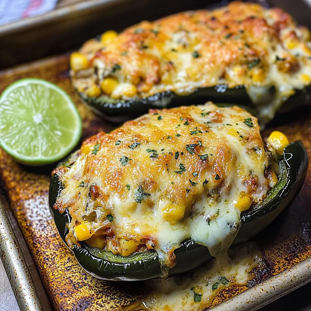 Easy Chicken Stuffed Poblano Peppers