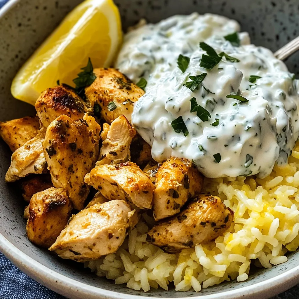 Dump-and-Bake Chicken Tzatziki Rice