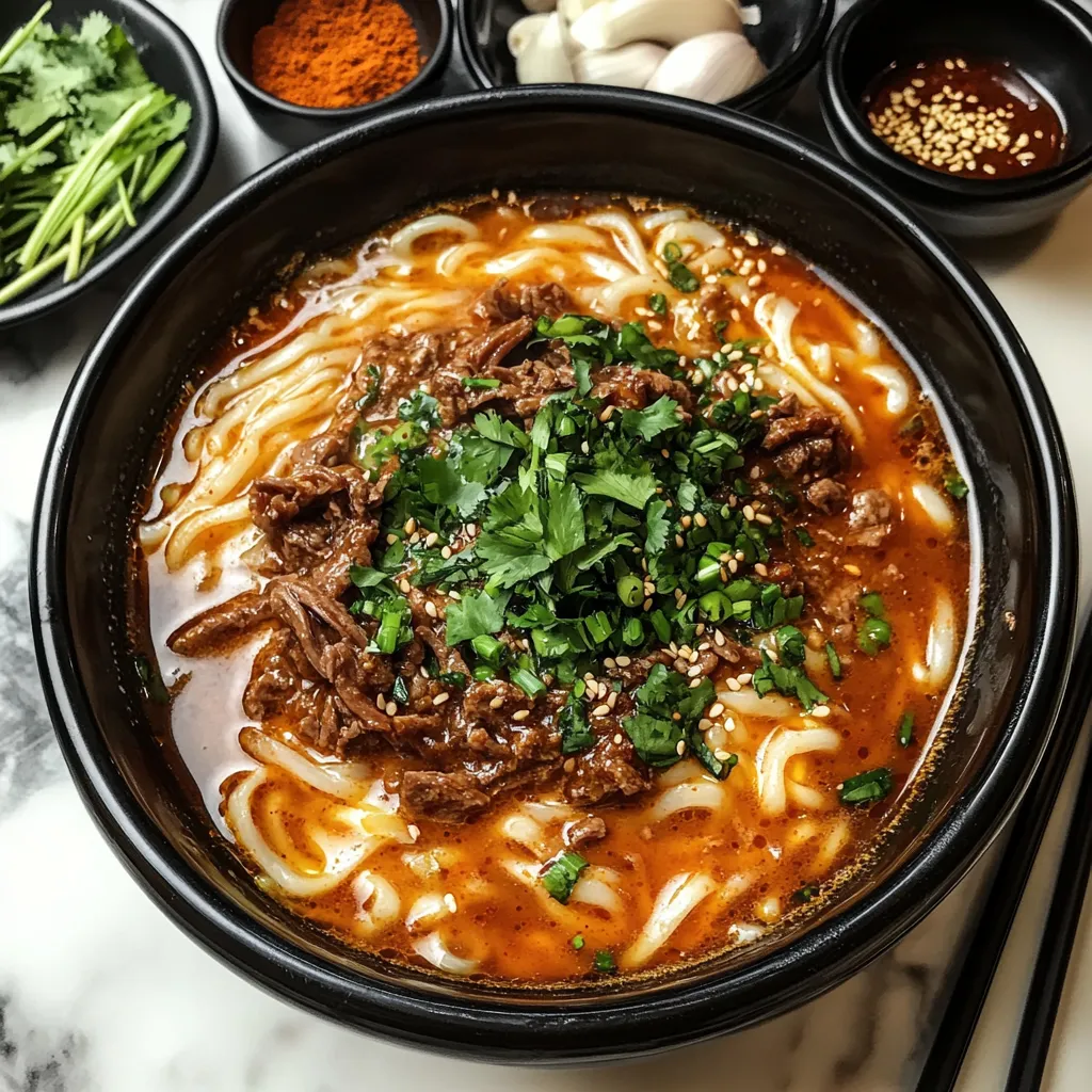 Easy Spicy Korean Gochujang Beef Noodles