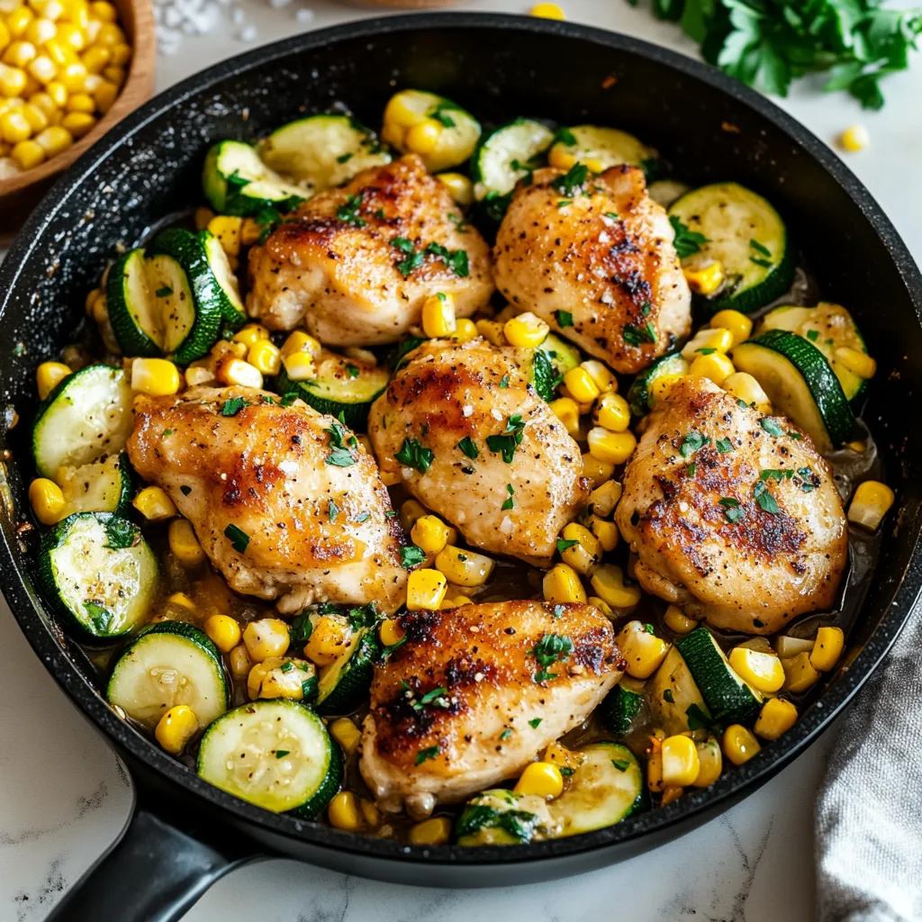 Savory Garlic Butter Chicken with Fresh Zucchini and Sweet Corn