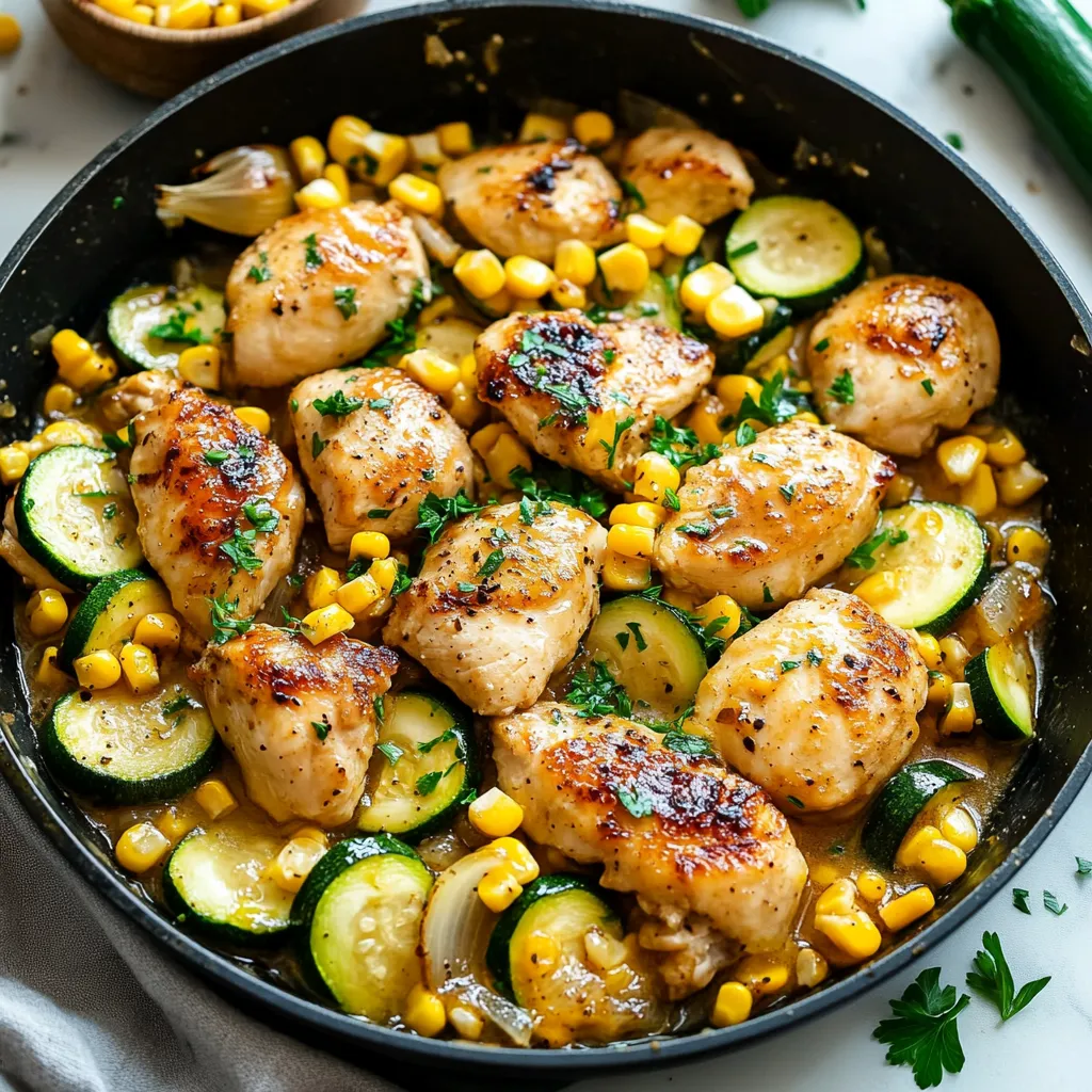 Savory Garlic Butter Chicken with Fresh Zucchini and Sweet Corn Recipe