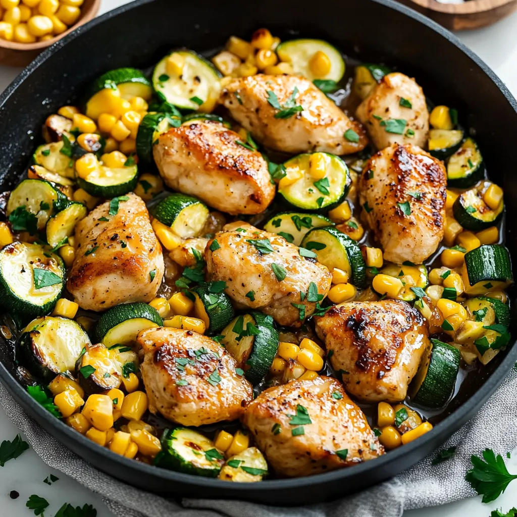 Easy Savory Garlic Butter Chicken with Fresh Zucchini and Sweet Corn